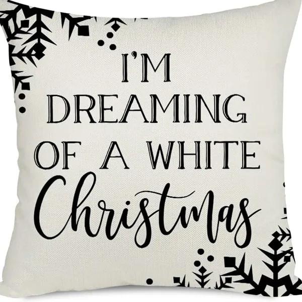 Merry Christmas Decor Cushion Cover 45x45 cm Pillow CaseCartoon Reindeer Santa Claus Printed Throw Pillowcase Linen Pillow Cover
