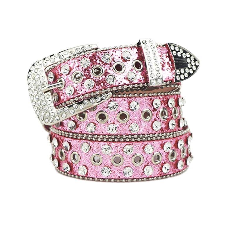 Vintage Glittered Belt Jeans Waistband Punk Style Studded Belt Waistband for Street Player Club Party Wear
