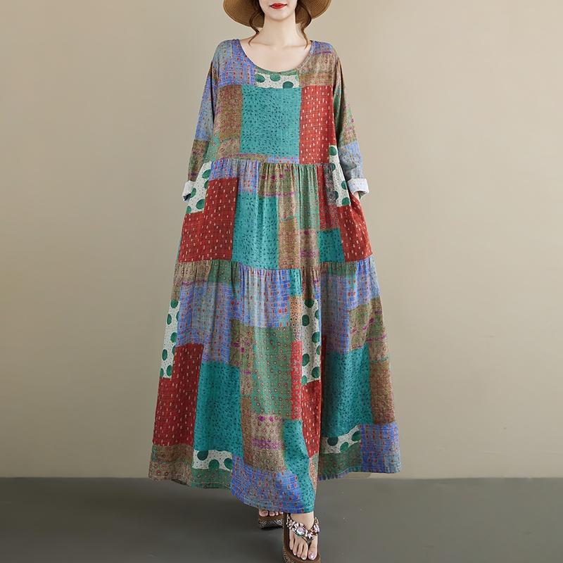 

Винтажное платье в горошек большого размера с длинным рукавом, новинка, повседневное свободное платье на весну-осень для женщин