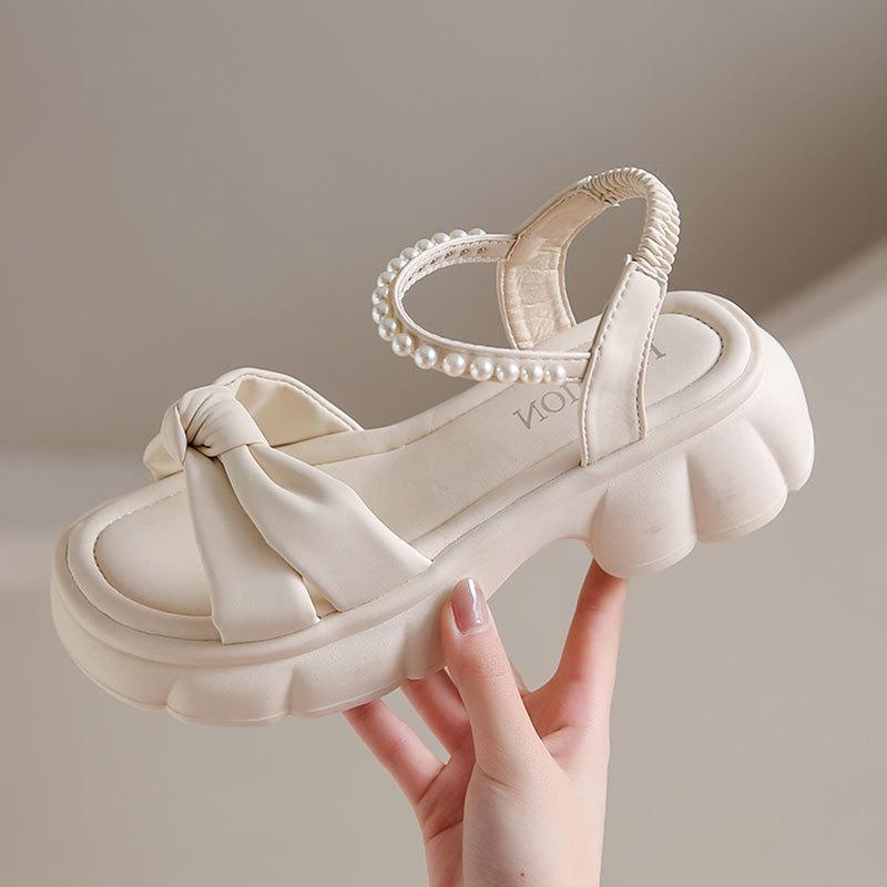

Sandals female summer high sense new French fairy wind soft sole non-slip fashion sandals 40 бежевый