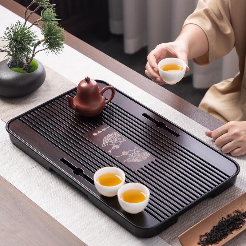 GOWKE Natural Bamboo Draining Tea Tray
