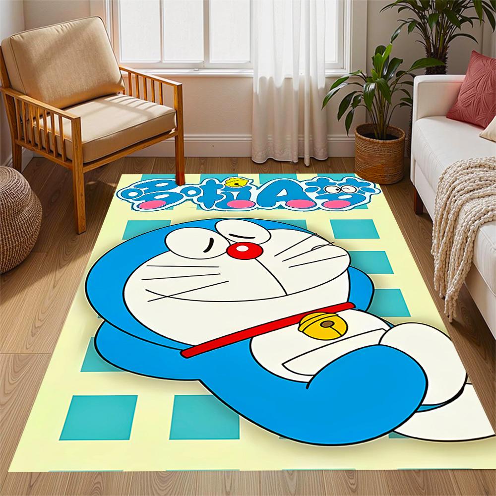 Doraemon Heart Adventure Themed Anti-Slip Rugs - Polyester Home Decor, Suitable for Bedrooms, Living Rooms, Doorways, Studios, and Decorations