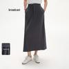 Broadcast Women's Grey French Style A-Line Slit Midi Skirt
