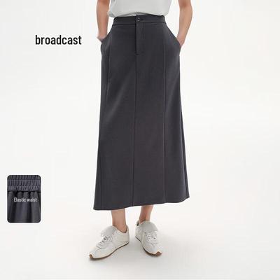 Women's French Style A-Line Slit Midi Skirt