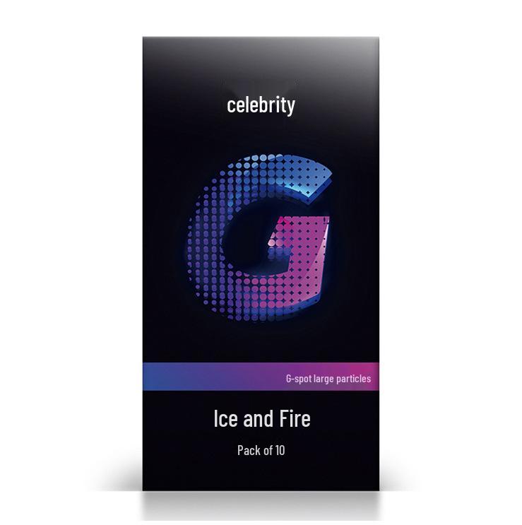 Celebrity Ultra-Thin G-Spot Condoms, Ice & Fire Combo, Small Size, Large Particles, Black