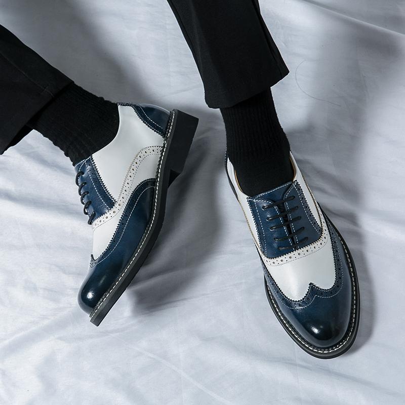 Fashion Brand Men Leather Casual Business Shoes New Lace Up Wearable  Anti Slip Formal Office Work Shoes Men Party Wedding Oxford Shoes