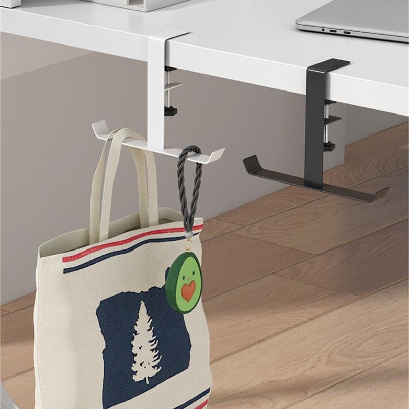 Convenient Under Desk Hook Functional Nonstick Table Hook Portable Hanger for Keys Bags Headphones and More