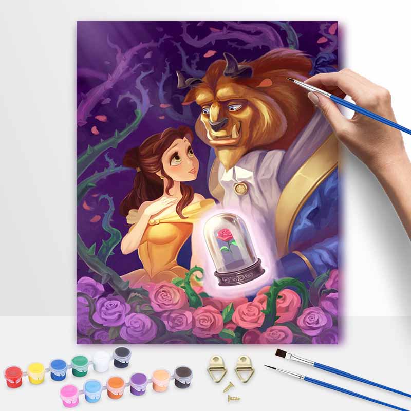 Disney Beauty and the Beast Oil Painting Art Handmade Diy Painting Home Decoration Gift