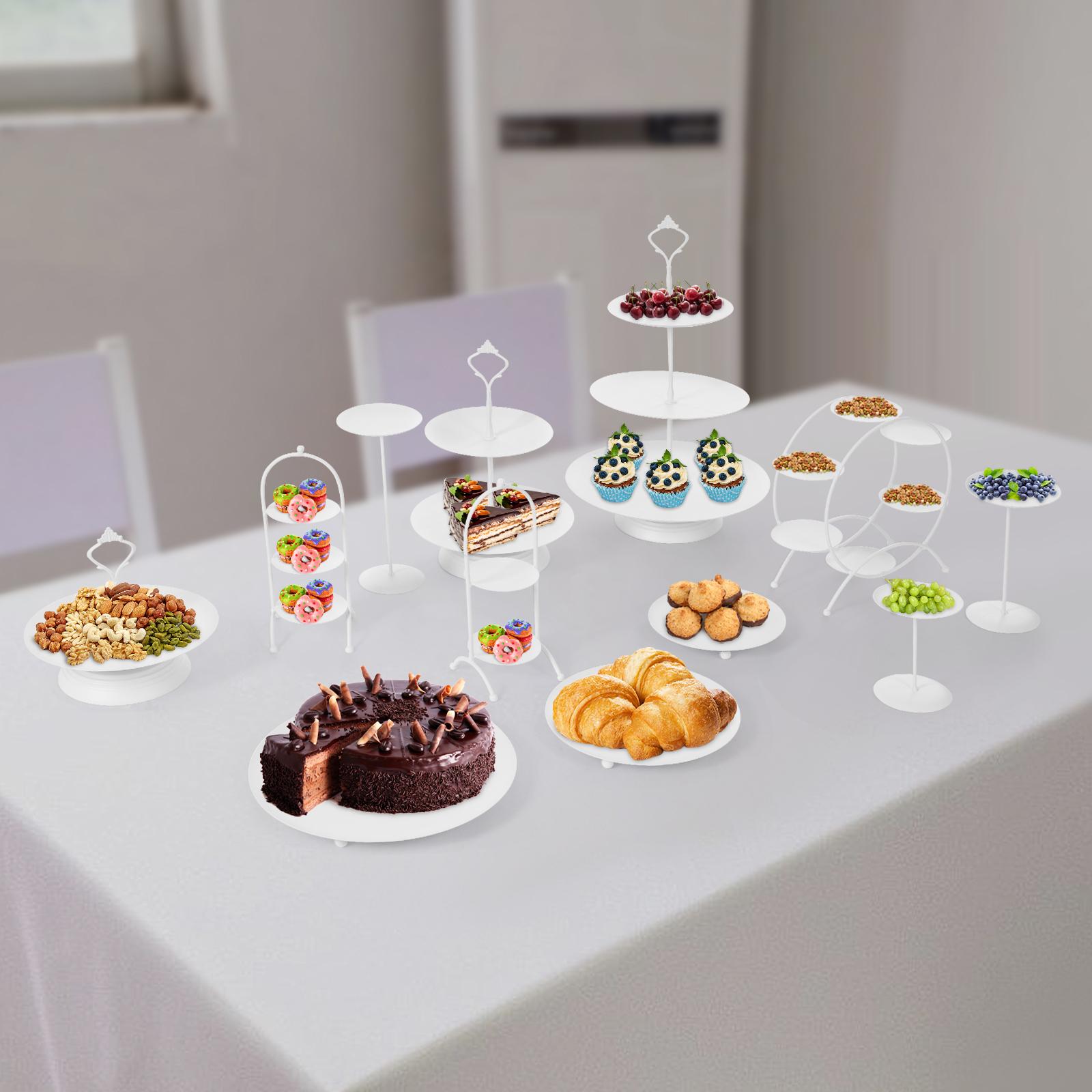 12-Piece Dessert Stand Set, White Iron Cake Display Stands for Snacks Fruits Pastries, Serving Platters, Party Buffet Decor белый