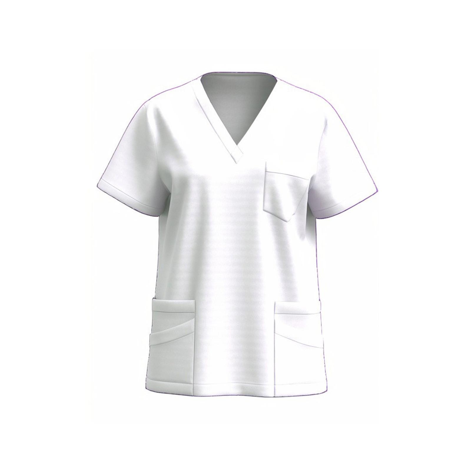 

Women s V-neck Short-sleeve Workwear With Pockets For Healthcare Staff XL білий