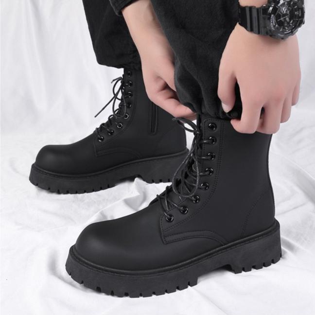 Pánské módní vysoké boty Módní venkovní pohodlné motocyklové boty pro muže Retro britský styl Vysoké pracovní boty Botas Para Hombre