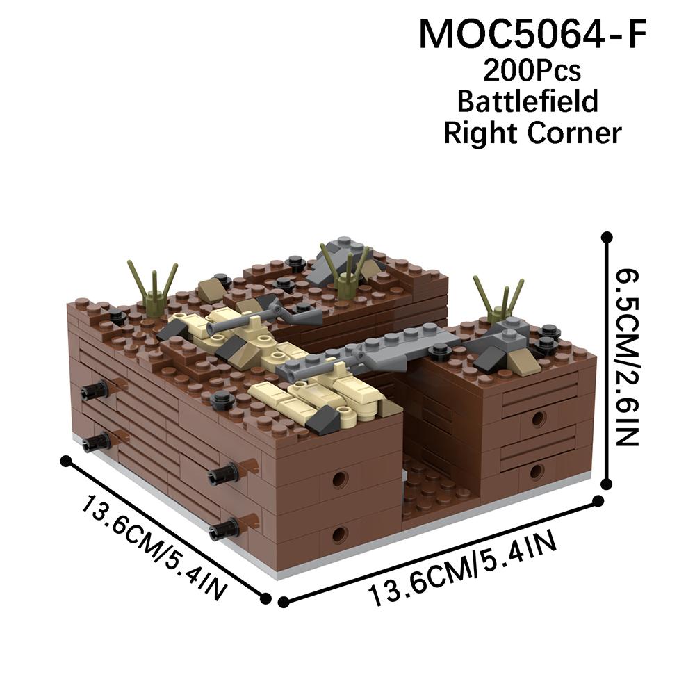 MOOXI Military Series MOC Bricks WW2 Trench FortressBattlefield Scene Set Compatible Wars Action Figure Blocks Toys Gift MOC5064