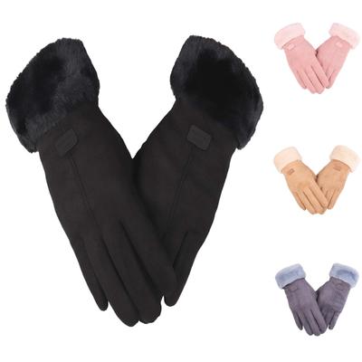 New Fashion Winter Warm Gloves Autumn Women Cute Furry Thermal Lined Mitts Full Finger Female Mittens Outdoor Sports Gloves