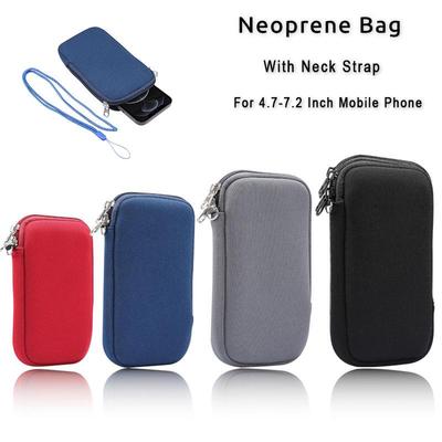 Neoprene Strap Storage Mobile Phone Case Bag For iPhone 16 Plus 15 14 13 12 11 Pro Max Xiaomi Redmi Note 9 7 Samsung Galaxy Oppo Moto Shockproof Pouch