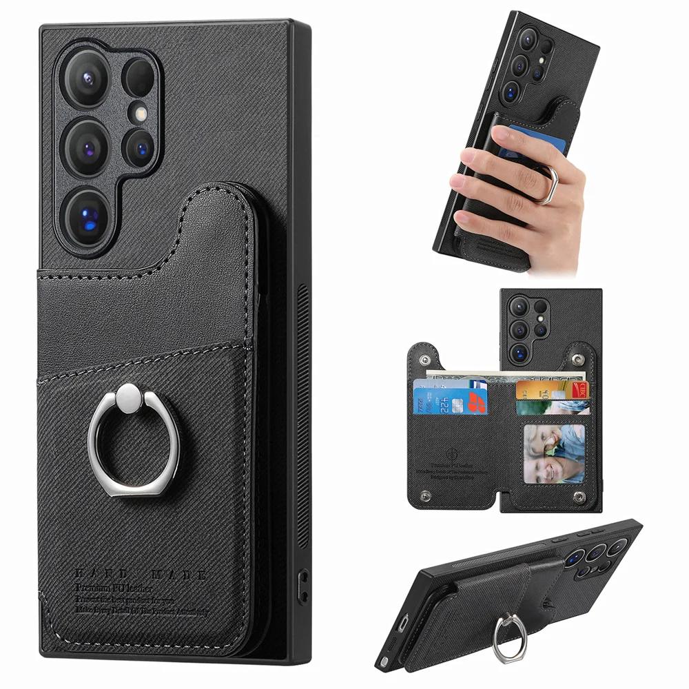 Magnetische Handyhülle mit RFID-Schutz für Samsung S25 S24 Ultra S22 Plus S23 FE A16 A26 A36 A56 A55 5G Brieftasche mit Kartenhalter Abdeckung