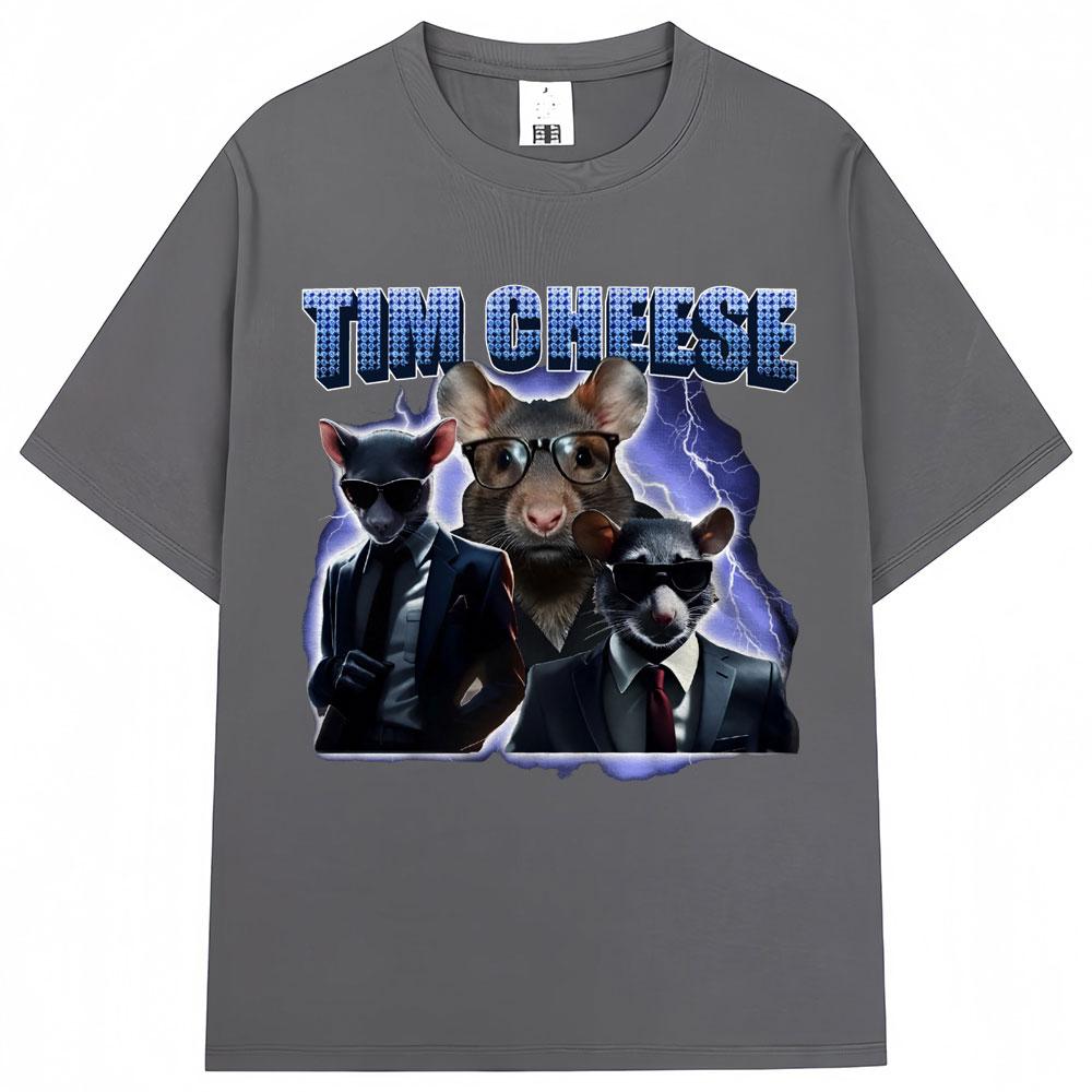 Tim Cheese Funny Rat Meme Graphic T Shirts Fashion Vintage Men Women Tshirt Casual Cotton Oversized Tshirts Male Streetwear