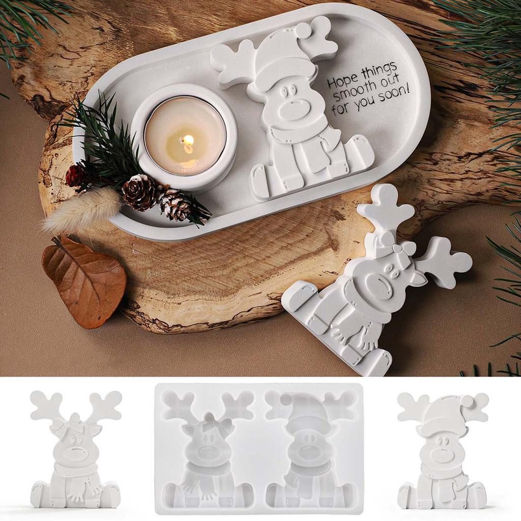 3D Cute Elk Silicone Candle Mold DIY Christmas Party Ornaments Fawn Craft Gifts Making Soap Plaster Resin Casting Molds Home Dec