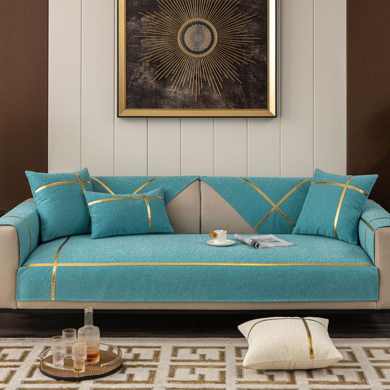 

Чехол для дивана с тиснением EIFLOY, на 3, 4 места, чехол для углового дивана с золотым ремешком, защитный чехол для одного кресла, подушка для дивана с противоскользящим эффектом 70x70