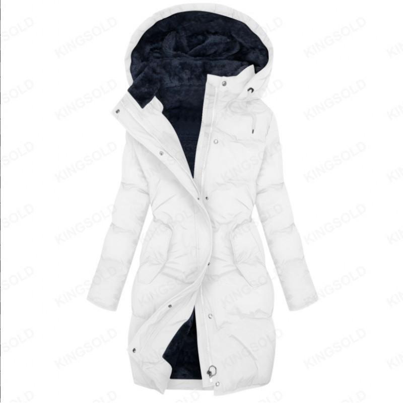 Womens Winter Thick Warm Hooded Cotton Coat With Fleece Lining Streetwear Style Slim Fit Outerwear