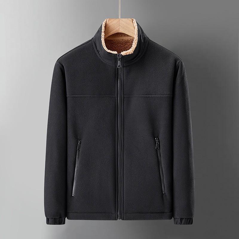 Warm Fleece Jacket Men Women Winter Outdoor Sport Lightweight Solid Color Full Zip Hoodless