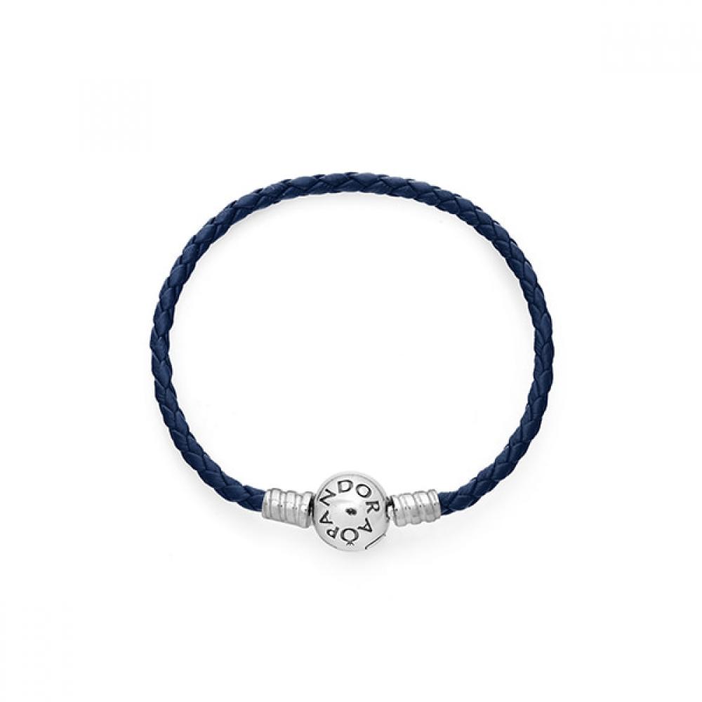 

Pandora 592790c01 S Moment Round claSSicS Blue Bladed Leather Bracelet 592790C01-S3