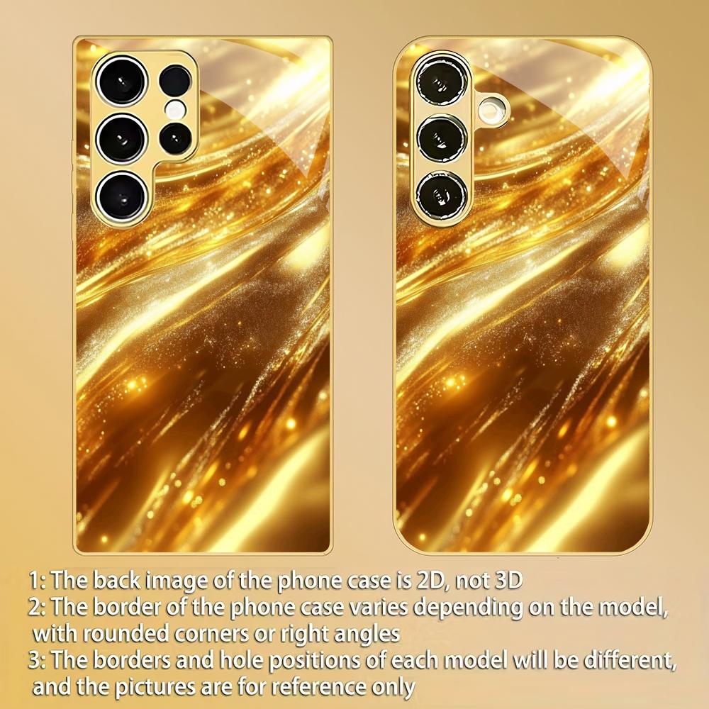 Funda de teléfono de cristal galvanizado con textura de arena dorada adecuada para Samsung Galaxy S26 S25 S24 S22 S21 S20 FE/Ultra/Plus anticaída