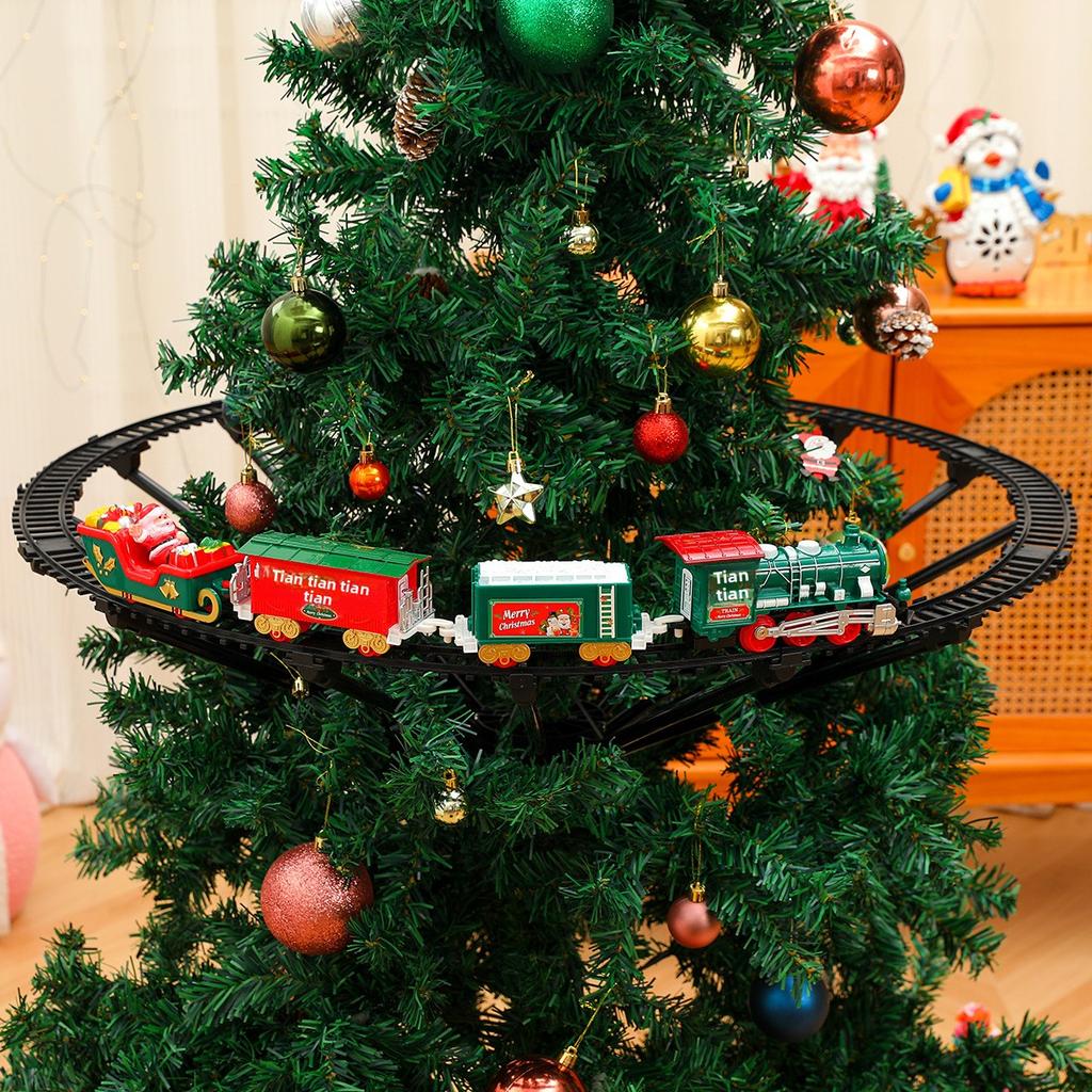 Electric Rotating Train with Sound & Light Hanging Christmas Tree Decoration Plastic Material China