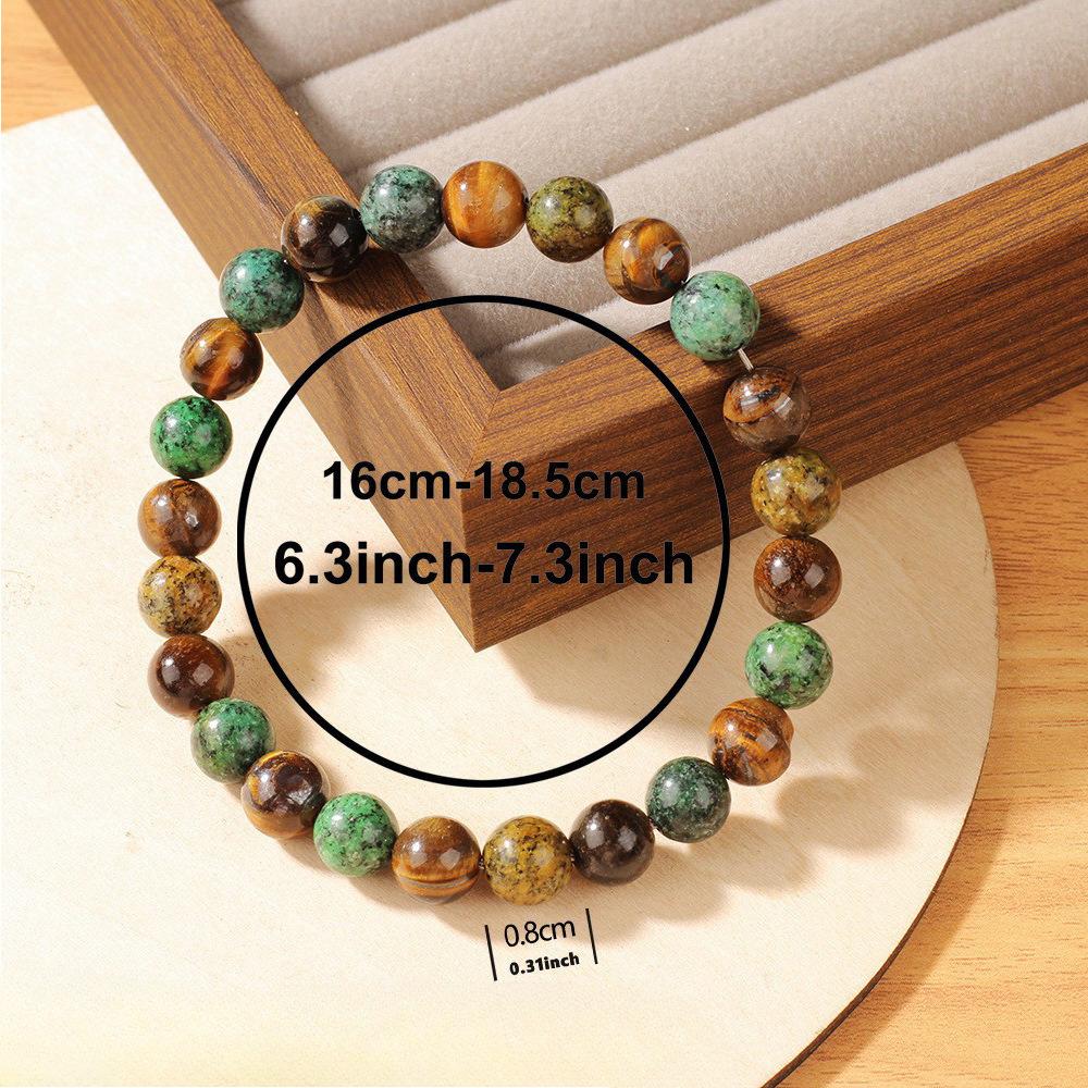 Vintage Bead String European And American Bohemian Bracelet Crystal Brown Tiger'S Eye Stone African Pine Bracelet