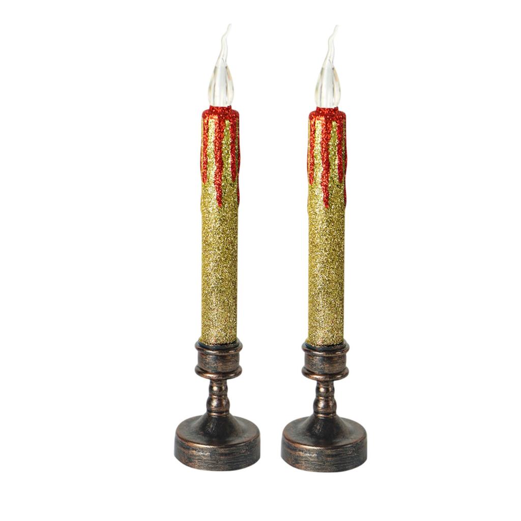 YHOPE Two Long, Simulated Blood-dropping Stick Waxes For Halloween Party Decors Filled With Terrifying LED Electronic Candles.