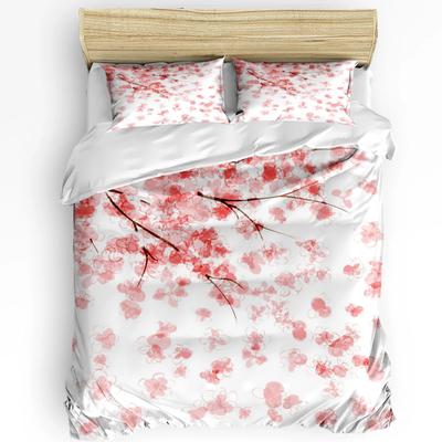 Set Biancheria da Letto 3 Pezzi Fiore Rosa Fiori di Ciliegio Sakura Tessile per la Casa Copripiumino Federa Set Coperture per Letto Bambino Ragazzo Adolescente
