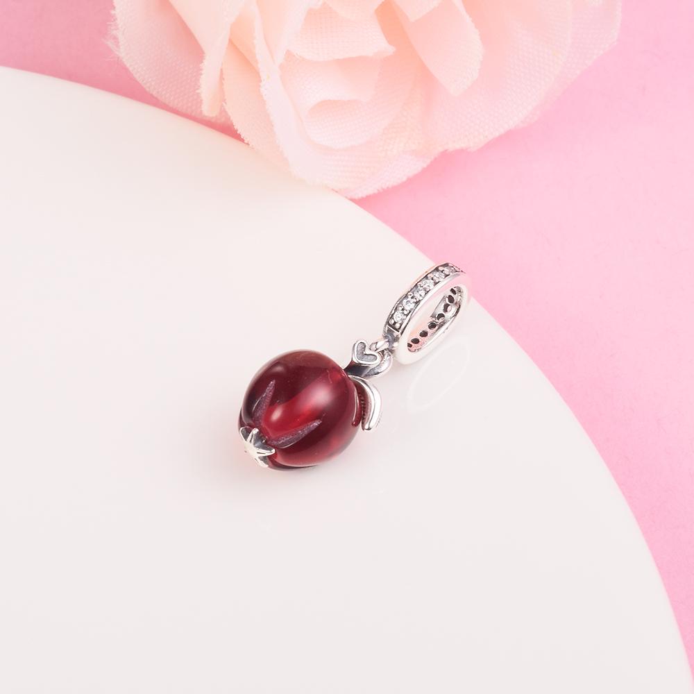 2022 New Fits Europe Bracelet 925 Sterling Silver Murano Glass Red Apple Dangle Charms Beads for Jewelry Making Kralen Berloque