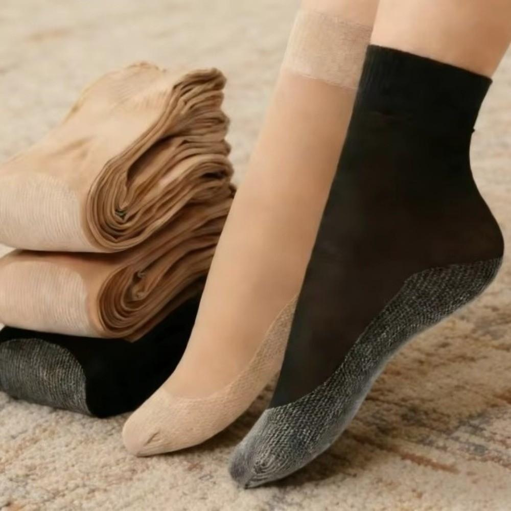10Pairs Breathable Anti Slip Short Socks Solid Color Silk Hosiery Ultra Thin Socks Everyday Wear