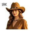 Large Brim Face Slimming Hat Wool Felt Fedora, Unisex Western Cowboy Hat, Retro Wide Classic Headgear Cowgirl Jazz for Women Men Autumn Winter