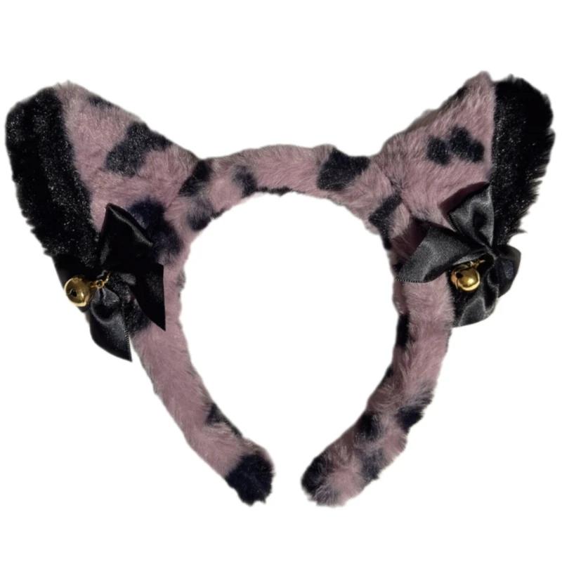 

MXMB Стильная повязка на голову с кошачьими ушками и колокольчиками, аксессуары для волос, ободок для игривого образа