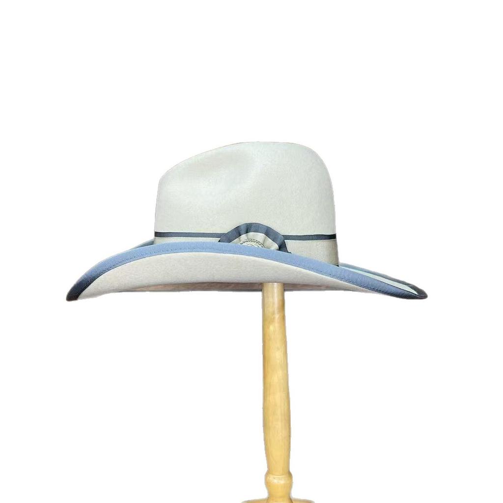 Cowboy Wind Sheep Felt Hat, Solid Color With Decorative Felt Hat