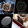 Męski Modny Luminous Zegarek Kwarcowy Trzy Oczy Chronograf Faza Księżyca Wodoodporny Wielofunkcyjny Modny Zegarek z Kołem Zamachowym