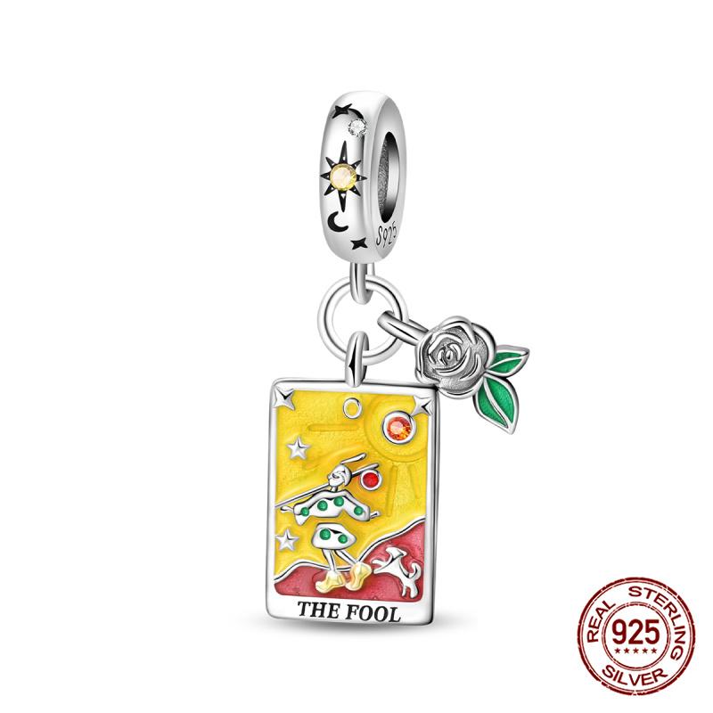 

100% 925 Silver Devil & Death Judgment Upright Card Pendant Fit Exquisite 925 Bracelet DIY Jewelry Making Women s Gift