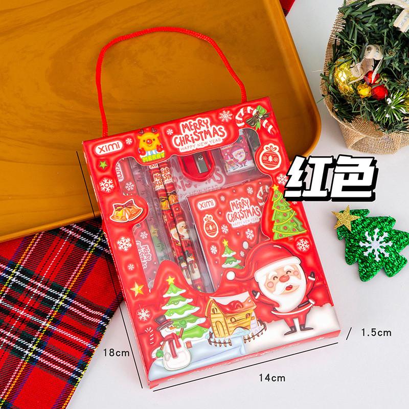 6 шт./Набор Мультяшный Рождественский Набор Канцелярских Принадлежностей с Карандашами Подарочная Коробка Милый Студенческий Рождественский Блокнот Ластик Детский Рождественский Подарок