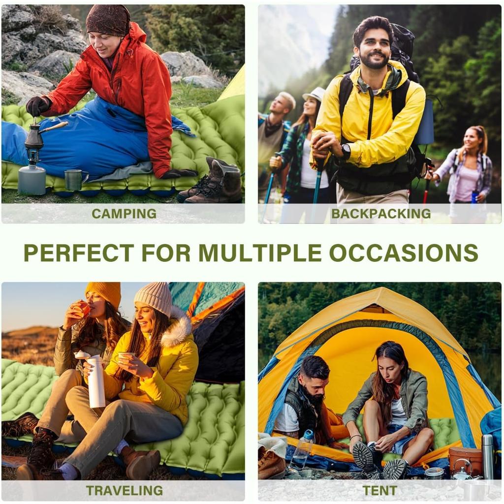 Colchoneta de Dormir para Acampar, Colchoneta de Acampar Ultraligera con Almohada, Colchonetas Inflables con Bomba de Pie Integrada, Compactas para Acampar y Mochilero