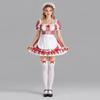 Halloween Medieval Red White Plaid Dress Cosplay Costume Maid Outfit Stage Performance Anime Convention