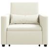 Extendable Single Sleeper Sofa with Wheels Cream Velvet