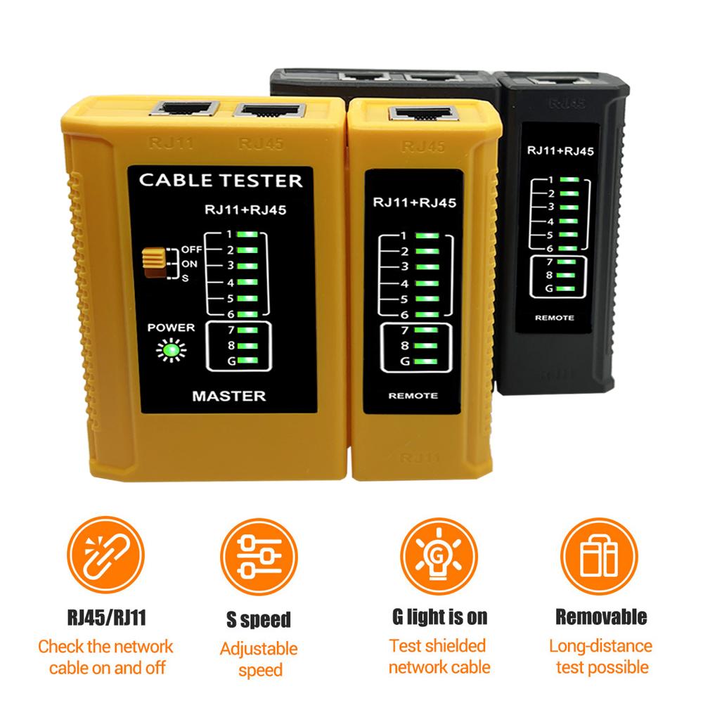 Тестер кабеля lan Сетевой тестер кабеля RJ45 RJ11 RJ12 CAT5 UTP Тестер LAN-кабеля Сетевой инструмент сеть Ремонт жёлтый