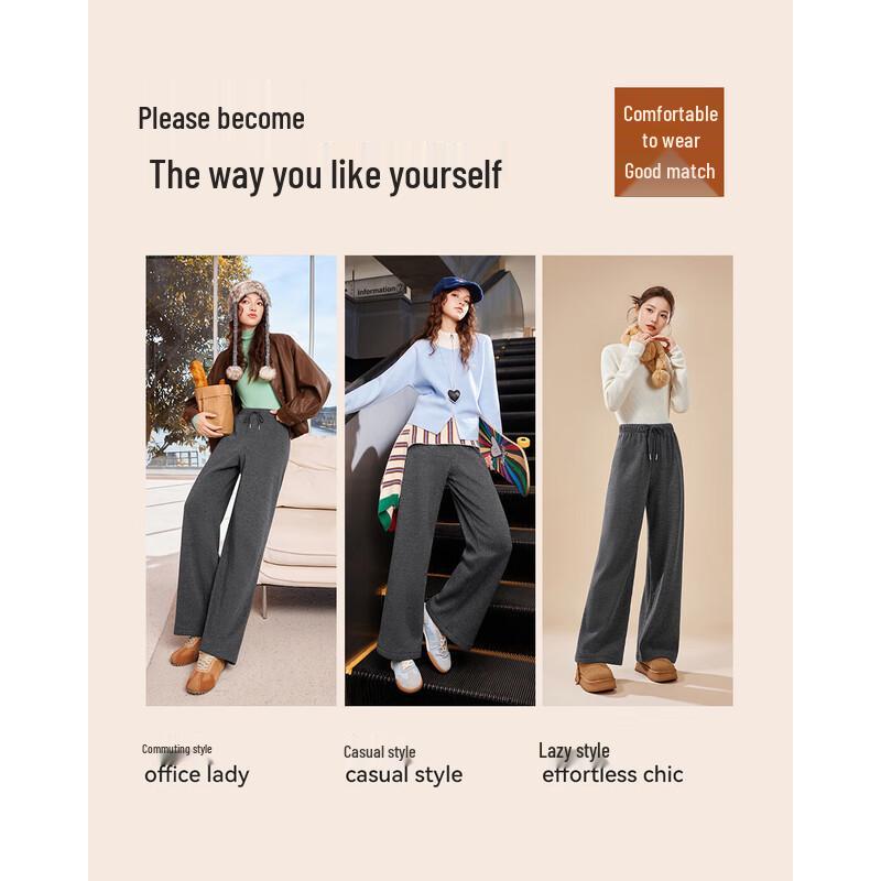 IEF Women's Fleece-Lined Wide-Leg Pants