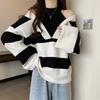 Fake Two Neck Hanging Off Shoulder Long Sleeved Pullover Sweaters for Women In Autumn and Winter Loose and Slimming Chic Tops