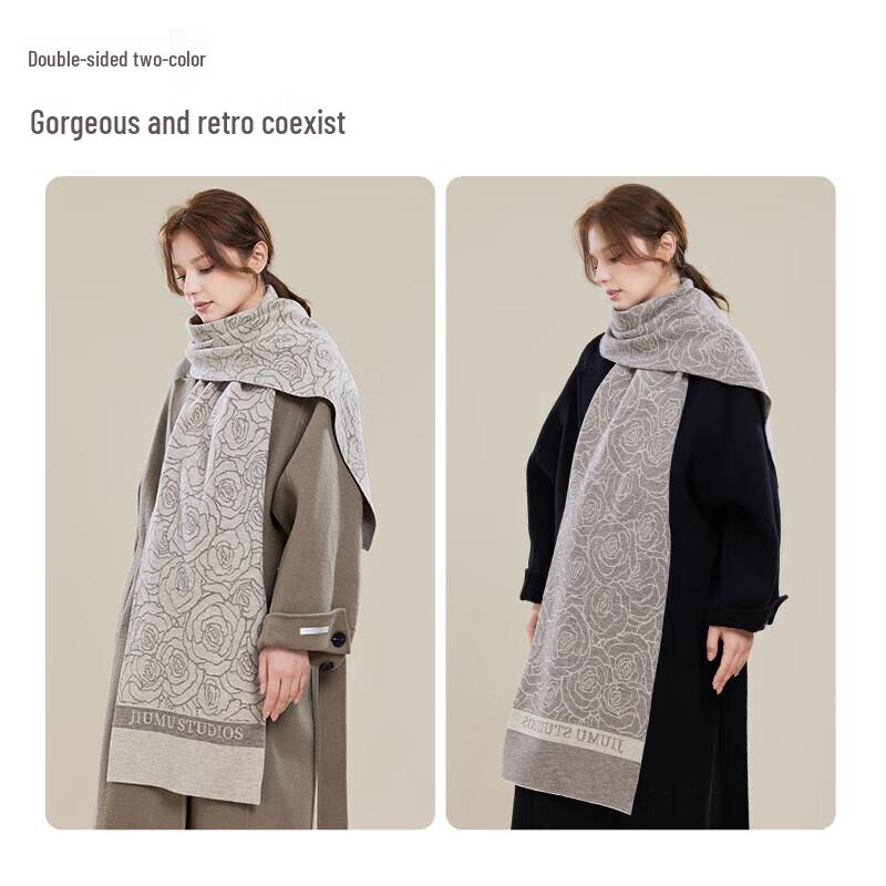 JIUMU Women's Autumn/Winter Thickened Warm Wool Scarf Shawl