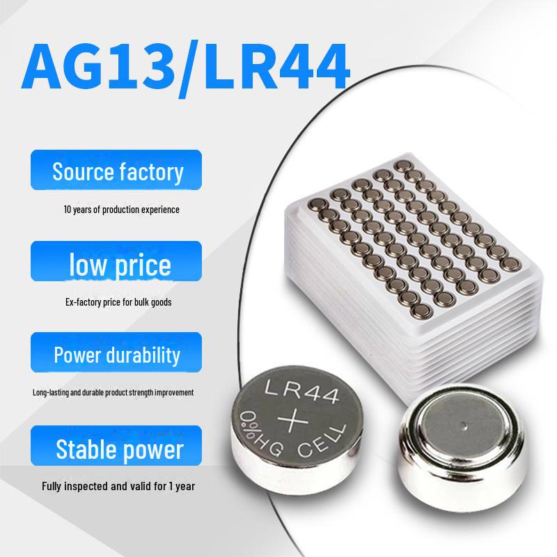 AG13/LR44 Alkaline Button Battery 1.55V for Watches, Toys, and Night Lights