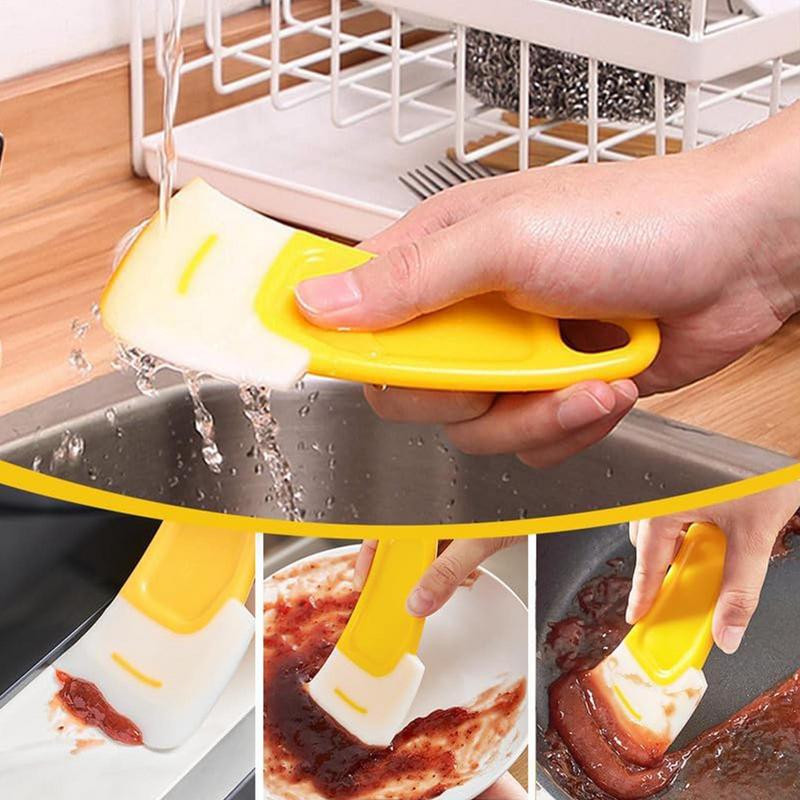 Cleaning Silicone Spatula Soft Blade Scraper Brush Dish Oil Dish Cleaning Brush Dishes Cleaner Tools Silicone Kitchen Utensils