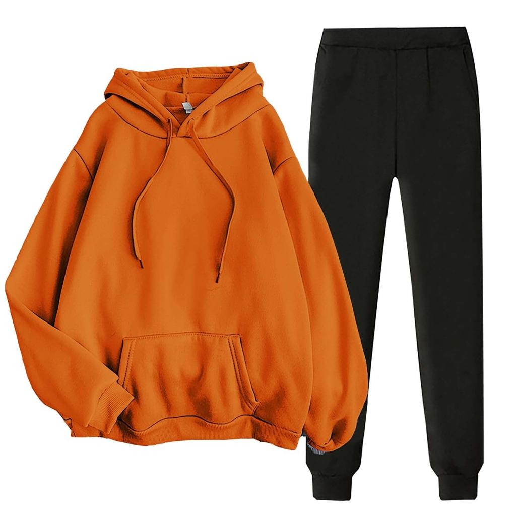 Women's Two-piece Casual Solid Color Ribbed Long Sleeved Sweatshirt And Pants Set