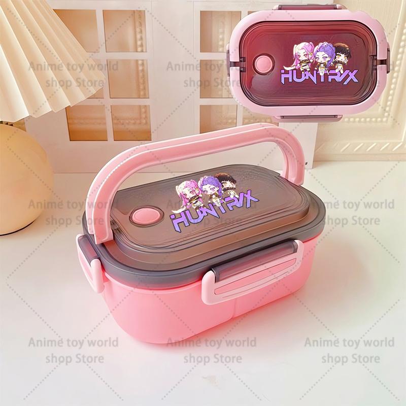 KPop Demon Hunters Portable Bento Lunch Boxs Girl Boy Compartment Fruit Food Boxs Microwave Lunch Box Picnic Fresh Box Gift