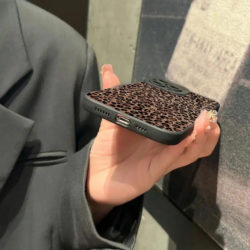 Brown Leopard Print Silicone Phone Case For iPhone 17 16 15 14 13 12 11 Pro Max 17Air 16E XS X XR 7 8 Plus Shockproof Soft Cover